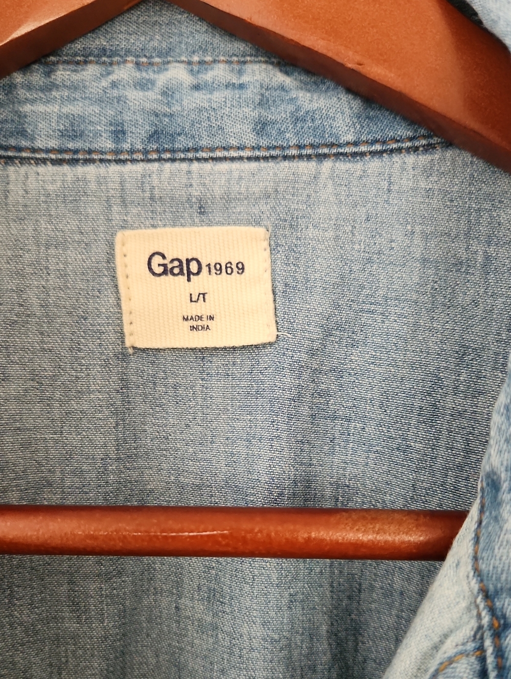 GAP Light Blue Denim Western Shirt Jacket Size L/T - Picture 3 of 7
